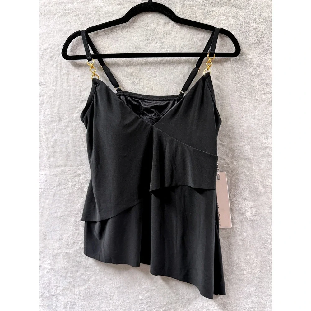 Magicsuit Womens Eliza Chain-Link Tankini Top Black  Sz 8 - NWT $134